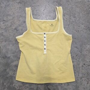 Free People Movement Yellow Square Neck Snap Front Tank Top Large